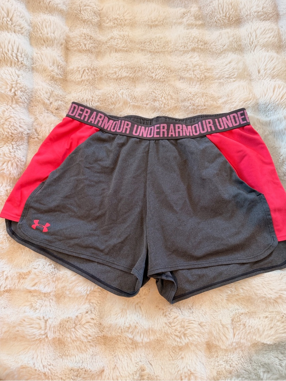 Under Armour Women's Charcoal Gray & Pink Athletic Shorts